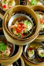 Chinese steamed dimsum in bamboo