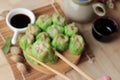 Chinese steamed dumpling with sauce is delicious. Royalty Free Stock Photo