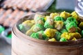 Chinese steamed dumpling on street food famous in the pattaya city Royalty Free Stock Photo