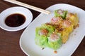 Chinese steamed dumpling on white dish