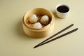 chinese steamed pork buns with soy sauce Royalty Free Stock Photo