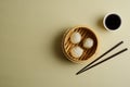 chinese steamed pork buns in steamer with copy space Royalty Free Stock Photo