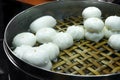 Chinese steamed stuff bun in the bamboo streamer Royalty Free Stock Photo