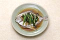 Chinese steamed whole pomfret fish Royalty Free Stock Photo