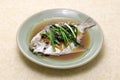 Chinese steamed whole pomfret fish Royalty Free Stock Photo