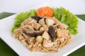 Chinese stir fried noodles with chicken Royalty Free Stock Photo