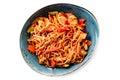 chinese stir-fried noodles with chicken Royalty Free Stock Photo