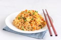 Chinese Stir Fried Rice with Chopsticks Royalty Free Stock Photo