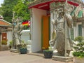 Chinese stone guardians statue at Wat Phra Kaew, Temple of the Emerald Buddha, Grand Palace Royalty Free Stock Photo