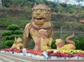 Chinese stone lion in park Royalty Free Stock Photo