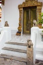 Chinese stone lion statue in the tourist attractionat at Wat Pho Royalty Free Stock Photo