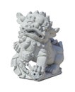 Chinese stone lion statue on white Royalty Free Stock Photo