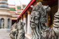 The Chinese stone sculptures decorated in Wat Arun Ratchawararam, Bangkok, Thailand Royalty Free Stock Photo