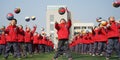 Chinese students do basketball Gymnastics