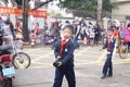 Chinese students at noon on his way home from school Royalty Free Stock Photo