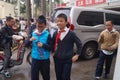 Chinese students at noon on his way home from school Royalty Free Stock Photo