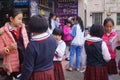 Chinese students at noon on his way home from school Royalty Free Stock Photo