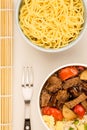 Chinese Style Beef In Black Bean Sauce With Fried Rice Royalty Free Stock Photo