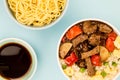 Chinese Style Beef In Black Bean Sauce With Fried Rice Royalty Free Stock Photo