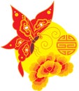 Chinese Style Butterfly and Flower Royalty Free Stock Photo