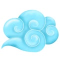Chinese-style cloud. Cartoonish blue element with white accents. Perfect for Eastern touch design. cozy and traditional. Great for