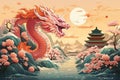 Chinese style dragon paper cut illustration. Chinese New Year. Generated by artificial intelligence Royalty Free Stock Photo