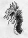 Chinese style dragon sketch Royalty Free Stock Photo