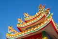 Chinese style dragon statue on china temple roof Royalty Free Stock Photo