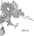 Chinese Style Dragon Statue Vector line Sketch Up Royalty Free Stock Photo