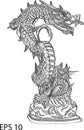 Chinese Style Dragon Statue Vector line Sketch Up Royalty Free Stock Photo