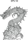 Chinese Style Dragon Statue Vector line Sketch Up Royalty Free Stock Photo