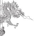 Chinese Style Dragon Statue Vector line Sketch Up Royalty Free Stock Photo