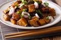 Chinese style eggplants in spicy soy sauce with ginger, garlic,