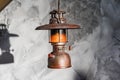 Chinese style grunge metal alloy storm kerosene oil lantern