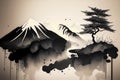 Chinese style ink landscape artistic conception illustration