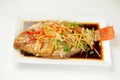 Chinese style marinated steamed fish Royalty Free Stock Photo