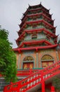 Chinese-style pagoda at Wat Tham Khao Noi , Kanchanaburi , Thailand Royalty Free Stock Photo