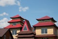 Chinese style roof over blue sky background Royalty Free Stock Photo