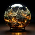 Chinese style scenery globe as home decor object, feng shui, Chinese new year background