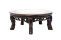 Chinese style short antique round table marble top and 5 legs ha