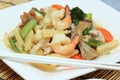 Chinese style stir fried yellow noodles with in gravy sauce