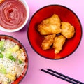 Chinese Style Sweet and Sour Fried Chicken With Rice Royalty Free Stock Photo