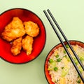 Chinese Style Sweet and Sour Fried Chicken With Rice Royalty Free Stock Photo