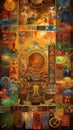 An Chinese style wallpaper about relief, superstition, astrology, strengthening luck and destiny.
