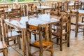 Chinese style wooden tables and Chair at the restaurant or pub