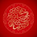 Chinese symbol luck Clouds on red background