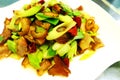 Chinese Szechuan style stir fry meat & leek Royalty Free Stock Photo