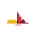 Taipei city skyline silhouette vector logo illustration