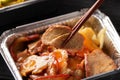 Chinese takeaway food. Roast pork char siu Royalty Free Stock Photo