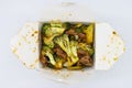 Chinese Takeout Box Filled with Beef and Broccoli Royalty Free Stock Photo